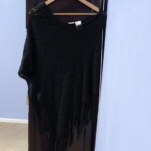 No Boundaries Rich Black Knit Poncho
